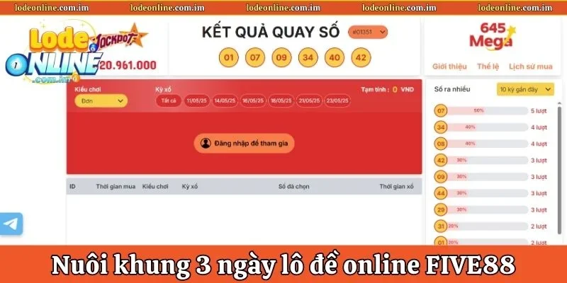 Nuôi khung 3 ngày khi chơi Lô đề online FIVE88